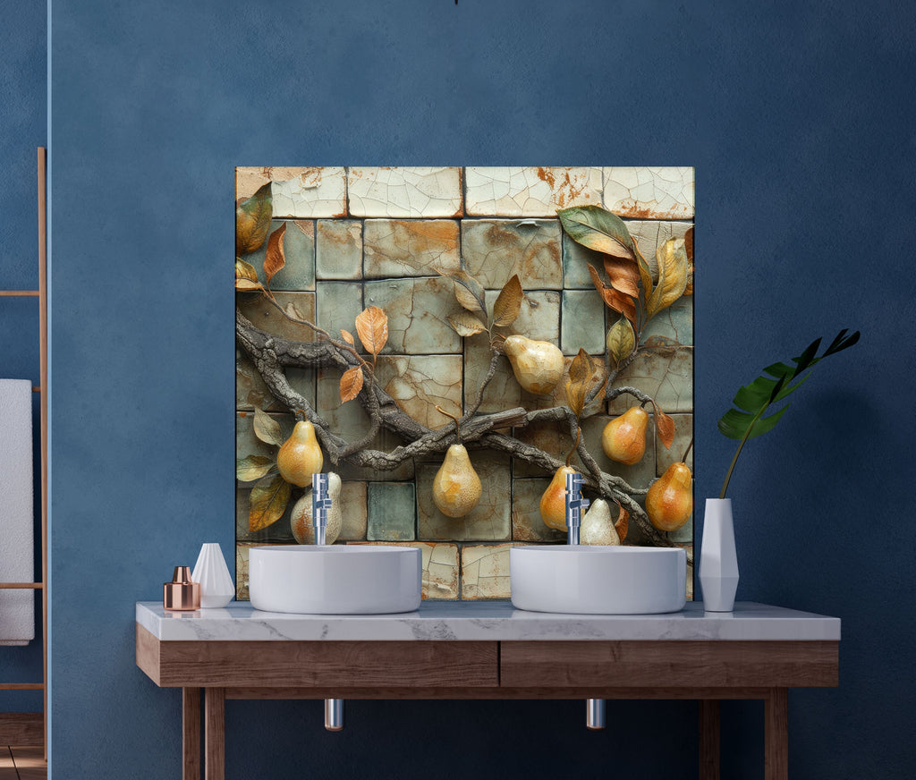 Pear Tree - Glass Kitchen Backsplash-BacksplashArtworks