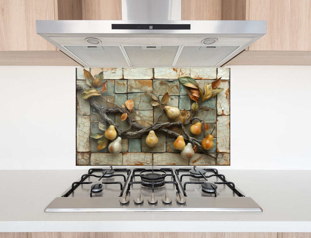 Pear Tree - Glass Kitchen Backsplash-BacksplashArtworks