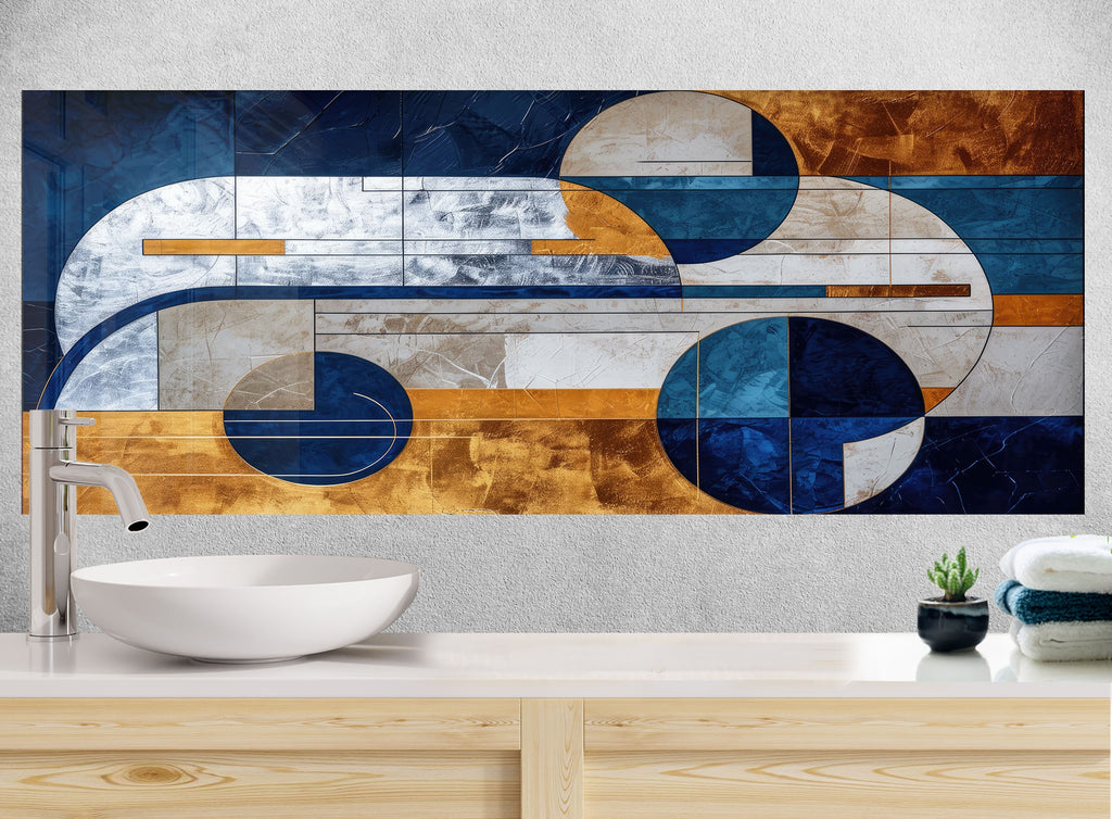 Modern Geometric - Glass Kitchen Backsplash-BacksplashArtworks