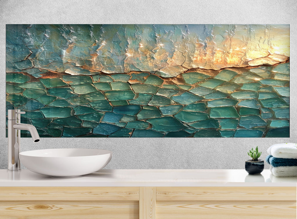 Ocean Breeze - Tempered Glass Kitchen Backsplash-BacksplashArtworks