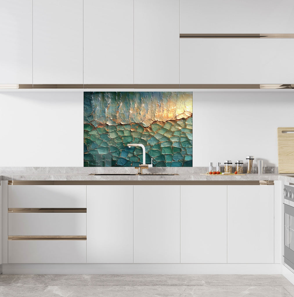 Ocean Breeze - Tempered Glass Kitchen Backsplash-BacksplashArtworks