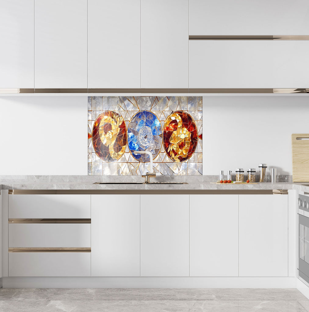 Yin-Yang Elements - Glass Kitchen Backsplash-BacksplashArtworks