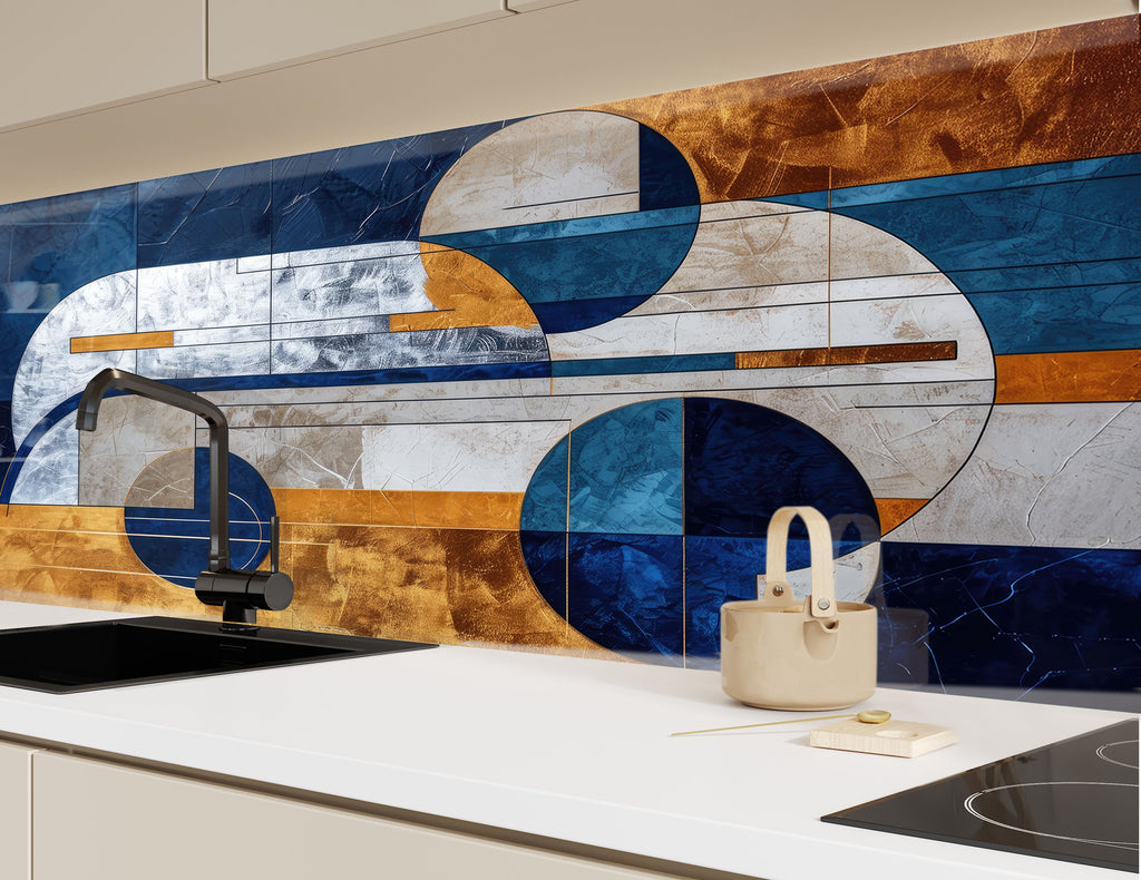 Modern Geometric - Glass Kitchen Backsplash-BacksplashArtworks