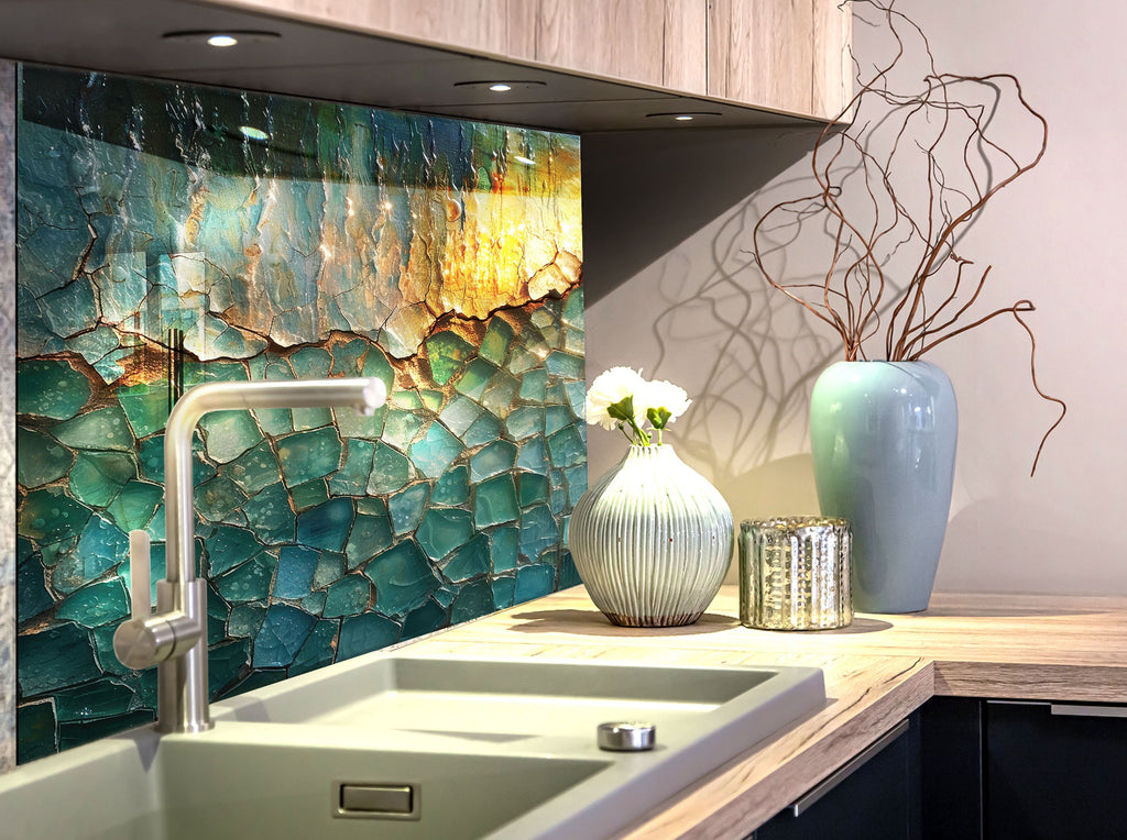 Ocean Breeze - Tempered Glass Kitchen Backsplash-BacksplashArtworks