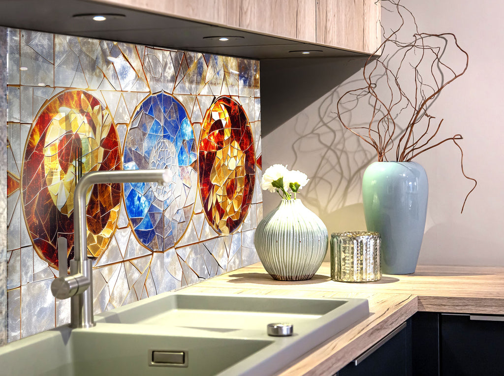 Yin-Yang Elements - Glass Kitchen Backsplash-BacksplashArtworks