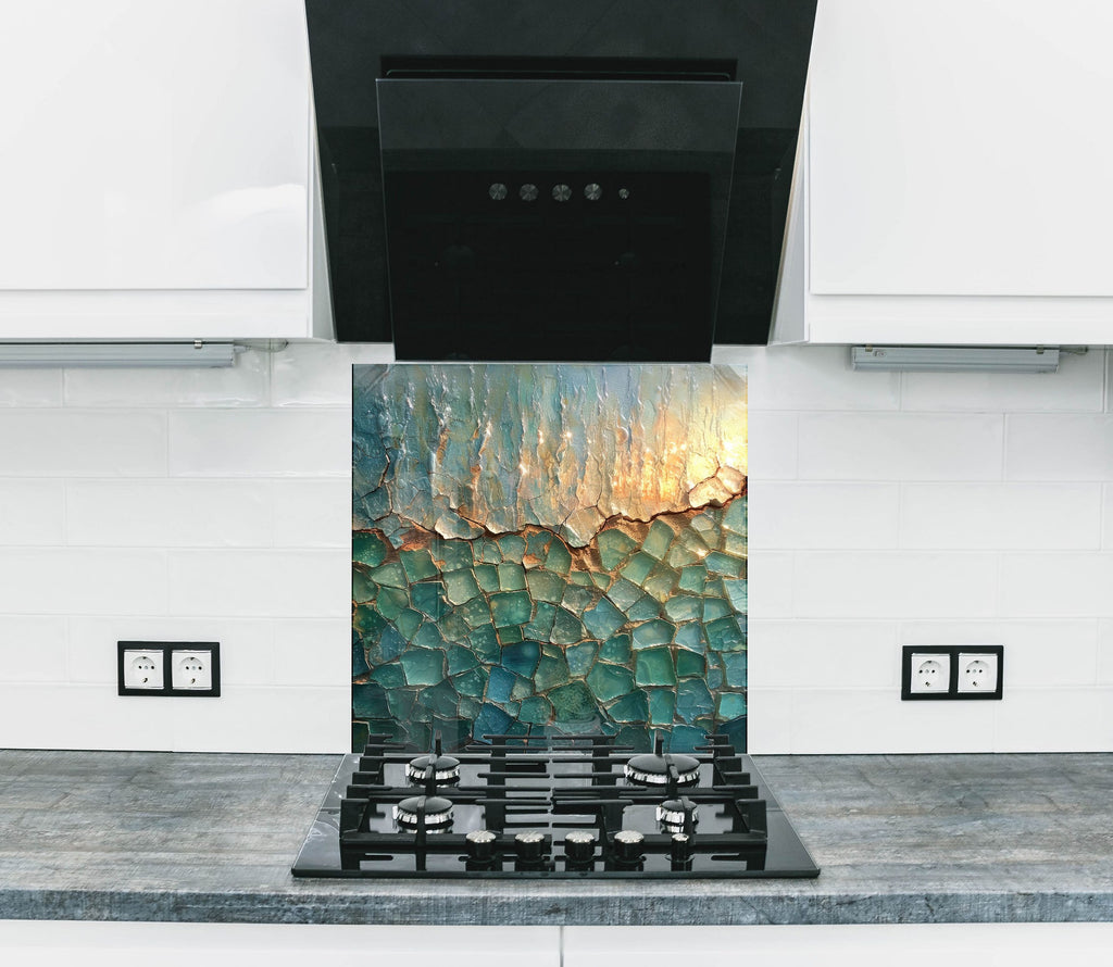 Ocean Breeze - Tempered Glass Kitchen Backsplash-BacksplashArtworks