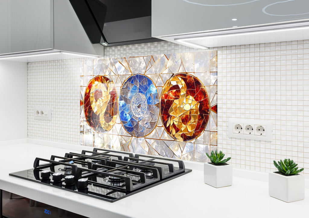 Yin-Yang Elements - Glass Kitchen Backsplash-BacksplashArtworks