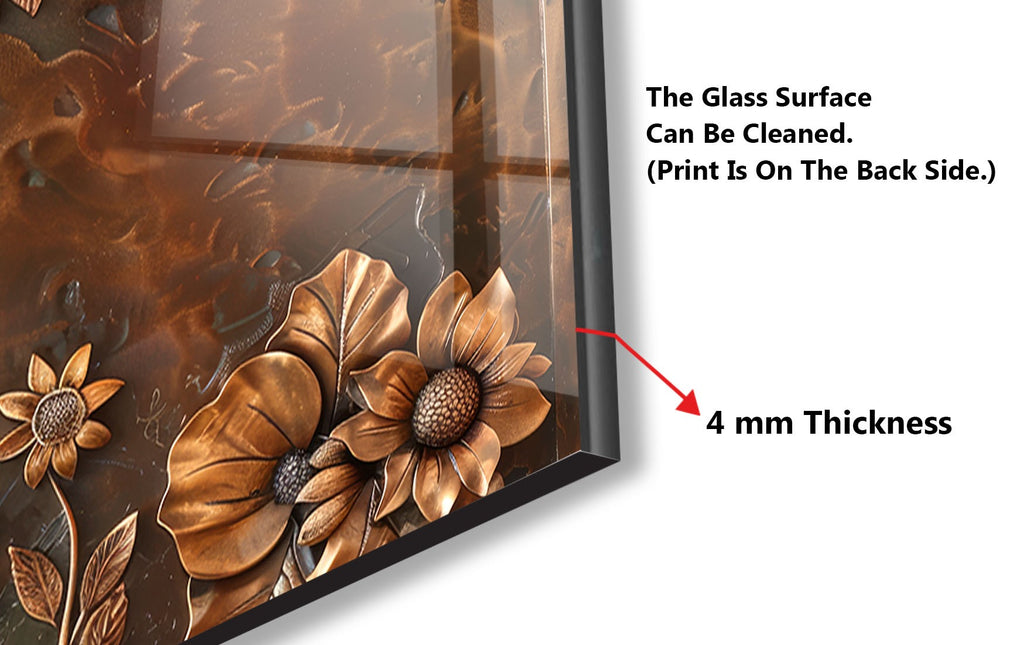 Vintage Bronze Blossom - Glass Kitchen Backsplash-BacksplashArtworks