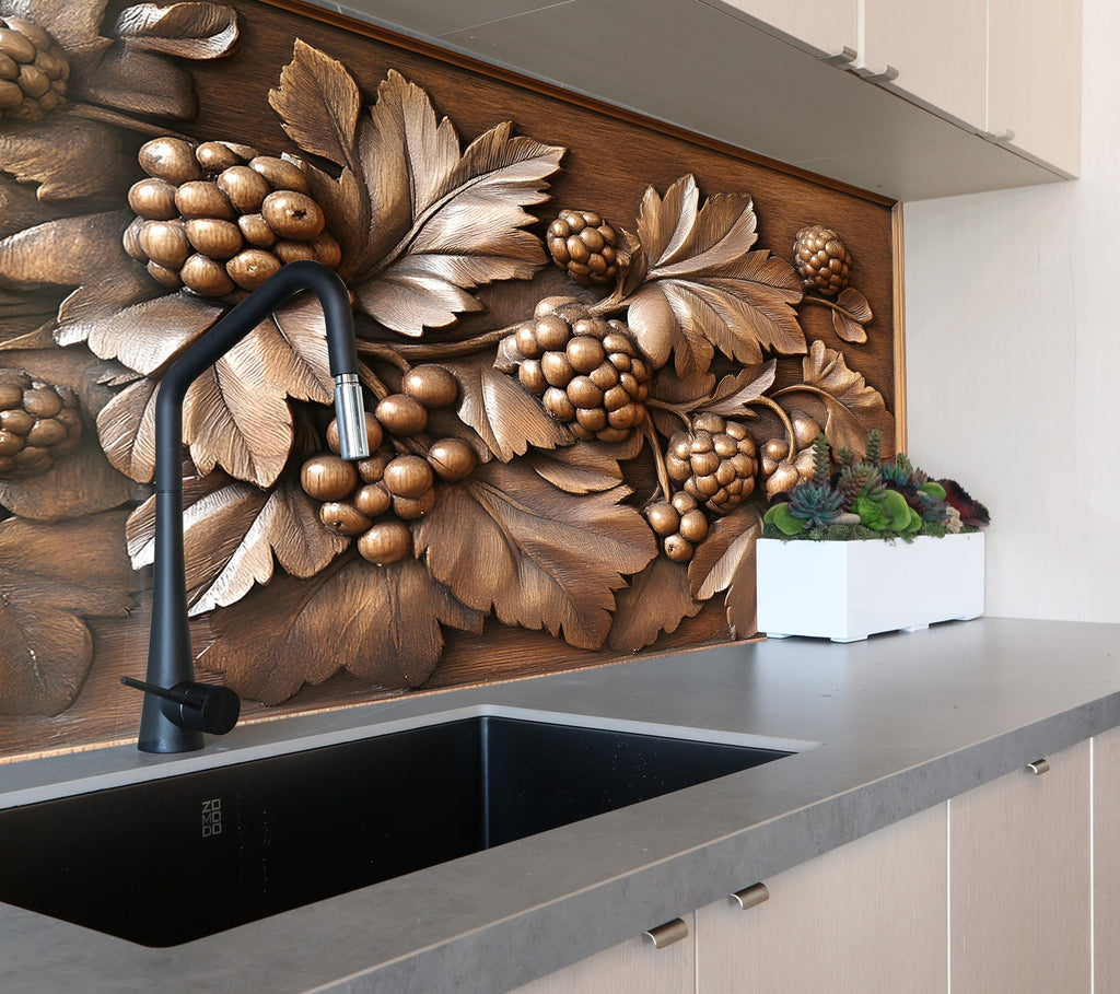 Bronze Berry - Glass Kitchen Backsplash-BacksplashArtworks