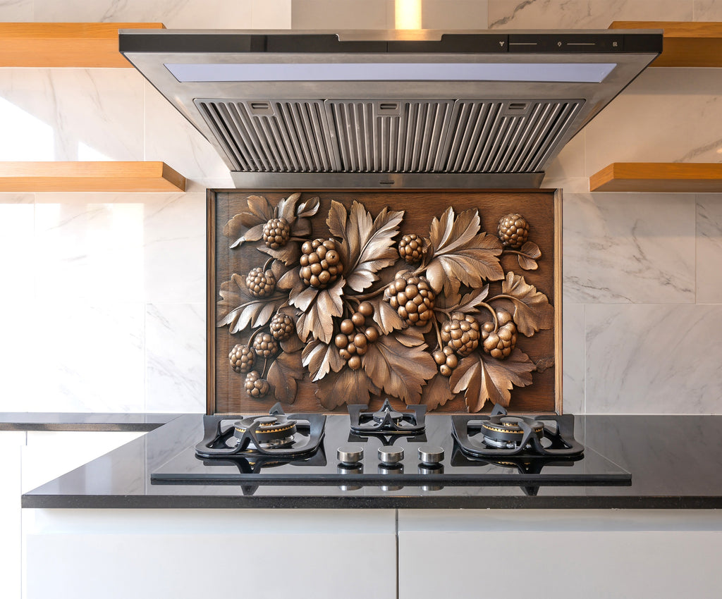 Bronze Berry - Glass Kitchen Backsplash-BacksplashArtworks