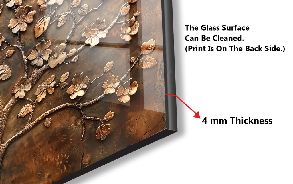 Bronze Blossom Tree - Glass Kitchen Backsplash-BacksplashArtworks