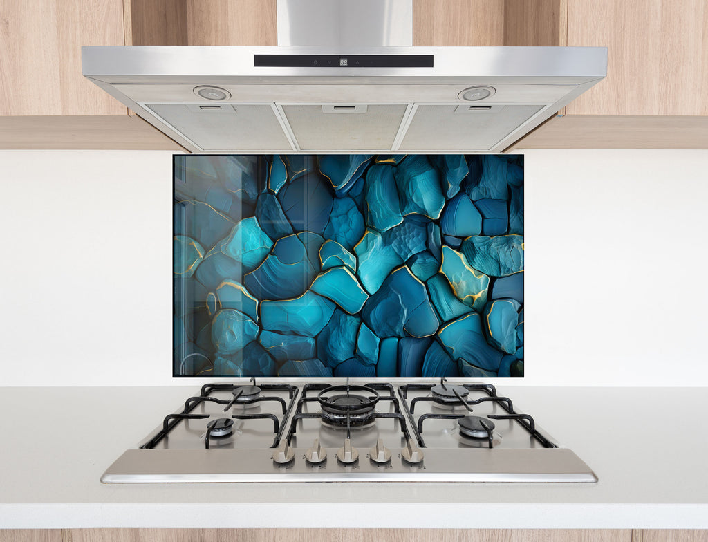 Luxury Blue Agate - Glass Kitchen Backsplash-BacksplashArtworks