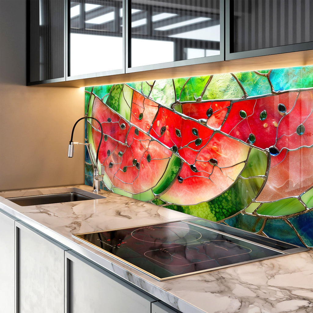 Stained Watermelon – Glass Kitchen Backsplash-BacksplashArtworks