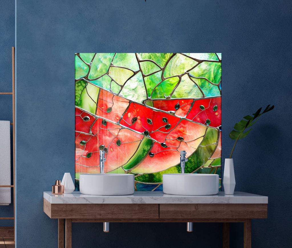 Stained Watermelon – Glass Kitchen Backsplash-BacksplashArtworks