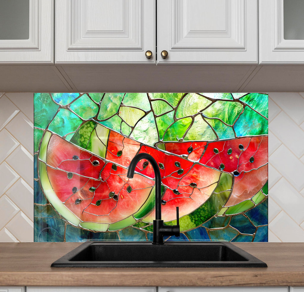 Stained Watermelon – Glass Kitchen Backsplash-BacksplashArtworks