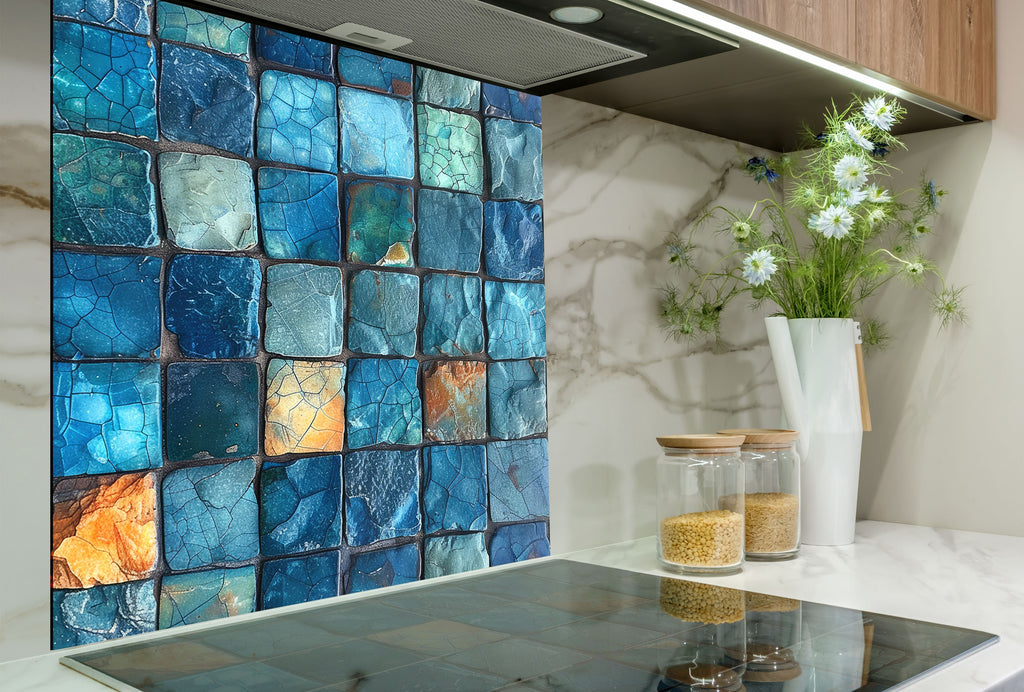 Blue Mosaic - Glass Kitchen Backsplash-BacksplashArtworks