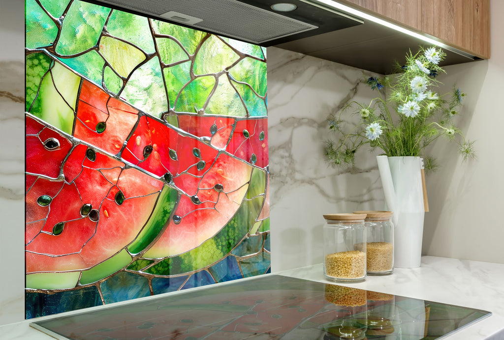 Stained Watermelon – Glass Kitchen Backsplash-BacksplashArtworks