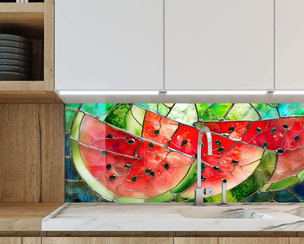 Stained Watermelon – Glass Kitchen Backsplash-BacksplashArtworks