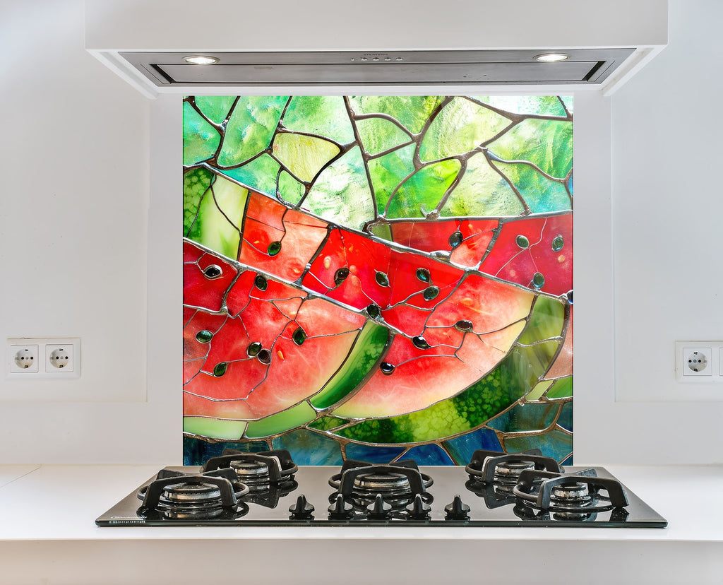 Stained Watermelon – Glass Kitchen Backsplash-BacksplashArtworks