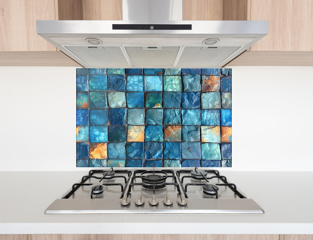 Blue Mosaic - Glass Kitchen Backsplash-BacksplashArtworks