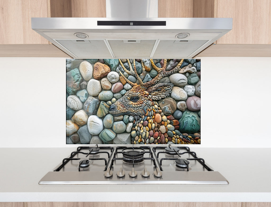 Stone Mosaic Deer - Glass Kitchen Backsplash-BacksplashArtworks