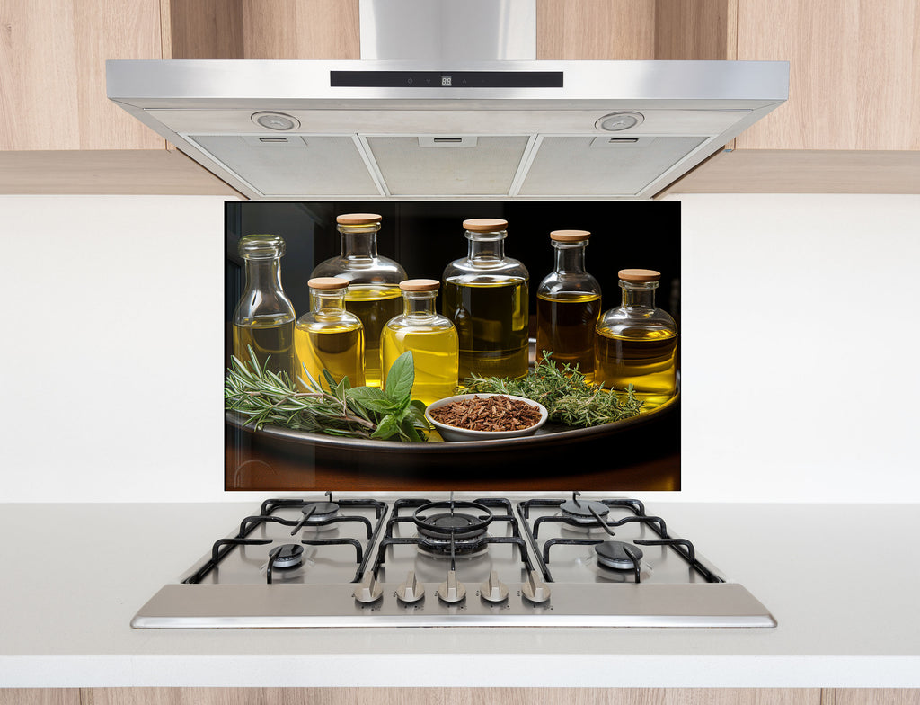 Olive Oil Glass Kitchen Backsplash – Herb and Olive Infused Design-BacksplashArtworks