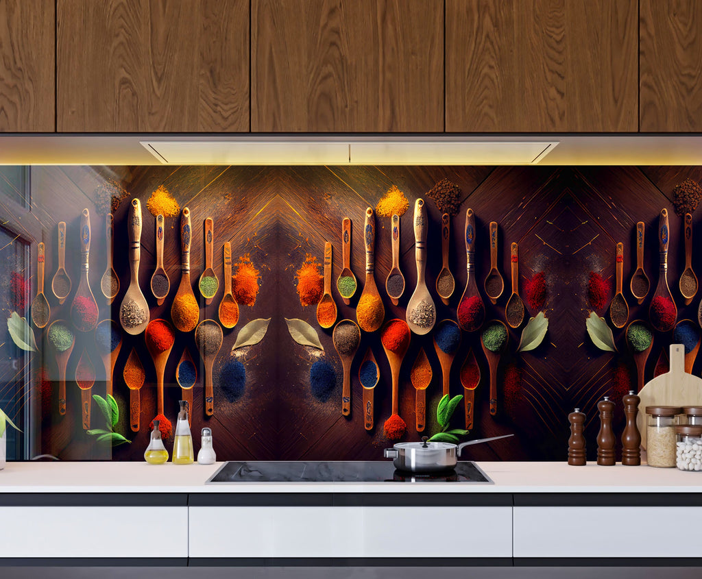 Spice Harmony - Tempered Glass Kitchen Backsplash-BacksplashArtworks