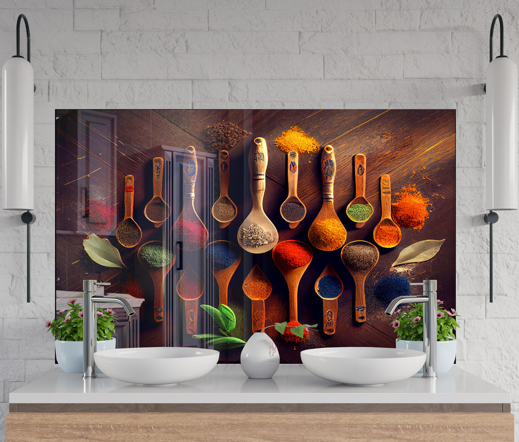 Spice Harmony - Tempered Glass Kitchen Backsplash-BacksplashArtworks