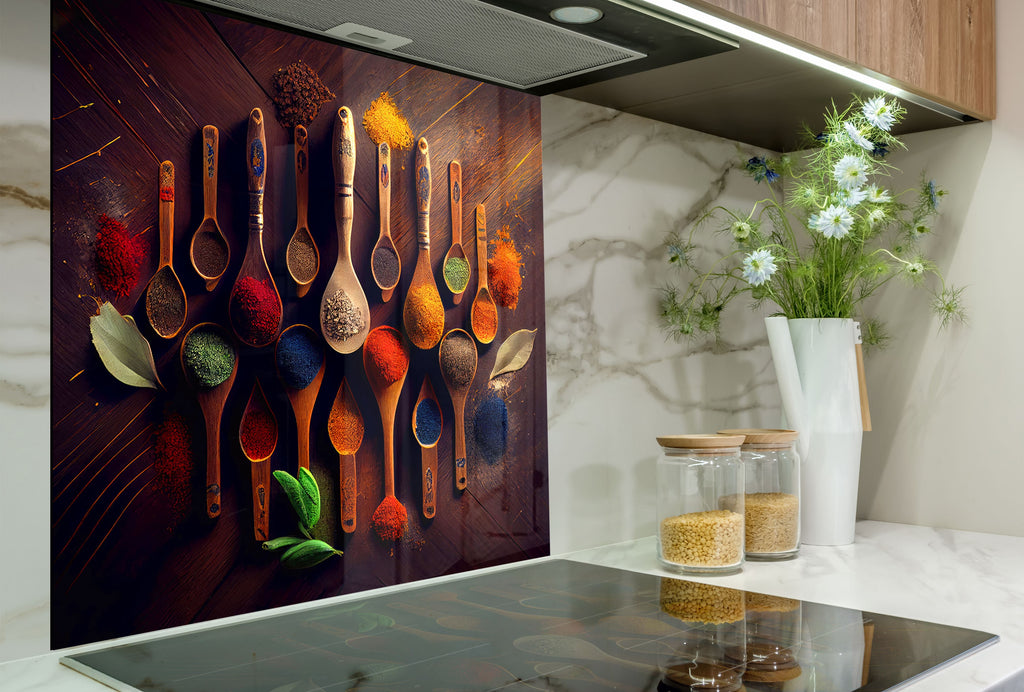 Spice Harmony - Tempered Glass Kitchen Backsplash-BacksplashArtworks