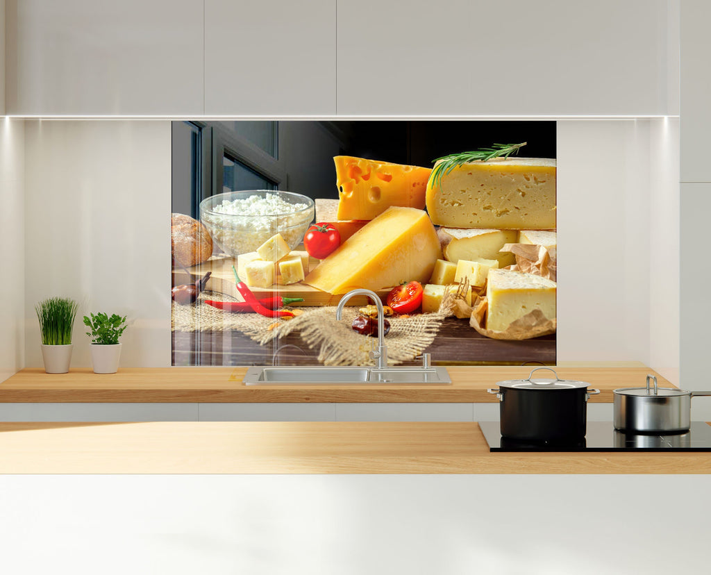 Gourmet Cheese Selection – Glass Kitchen Backsplash-BacksplashArtworks