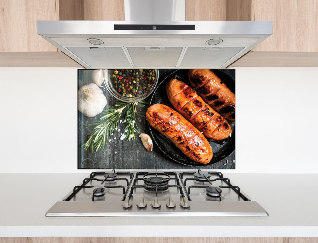 Grilled Sausage Feast – Glass Kitchen Backsplash-BacksplashArtworks