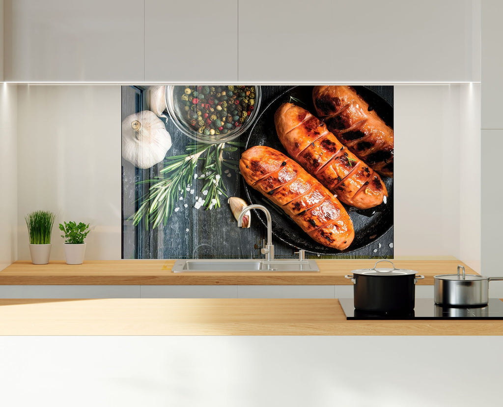 Grilled Sausage Feast – Glass Kitchen Backsplash-BacksplashArtworks