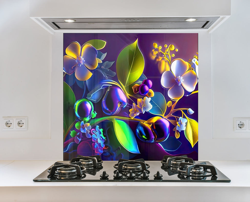 Flower Tempered Glass Backsplash-BacksplashArtworks