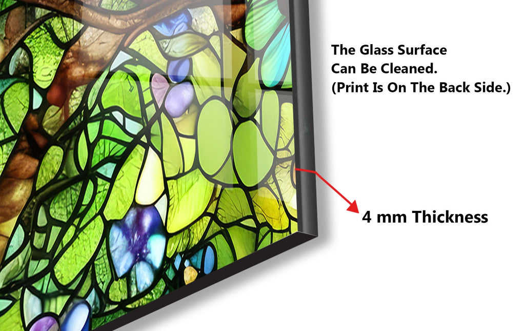 Verdant Canopy Stained - Glass Kitchen Backsplash-BacksplashArtworks