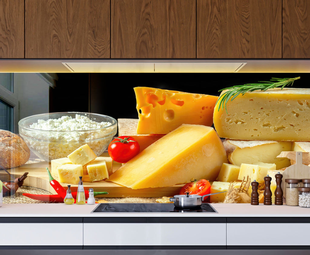 Gourmet Cheese Selection – Glass Kitchen Backsplash-BacksplashArtworks