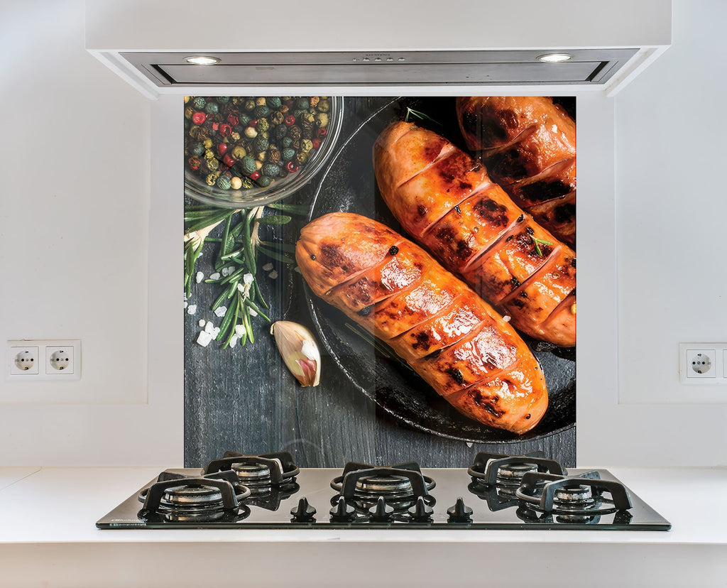 Grilled Sausage Feast – Glass Kitchen Backsplash-BacksplashArtworks