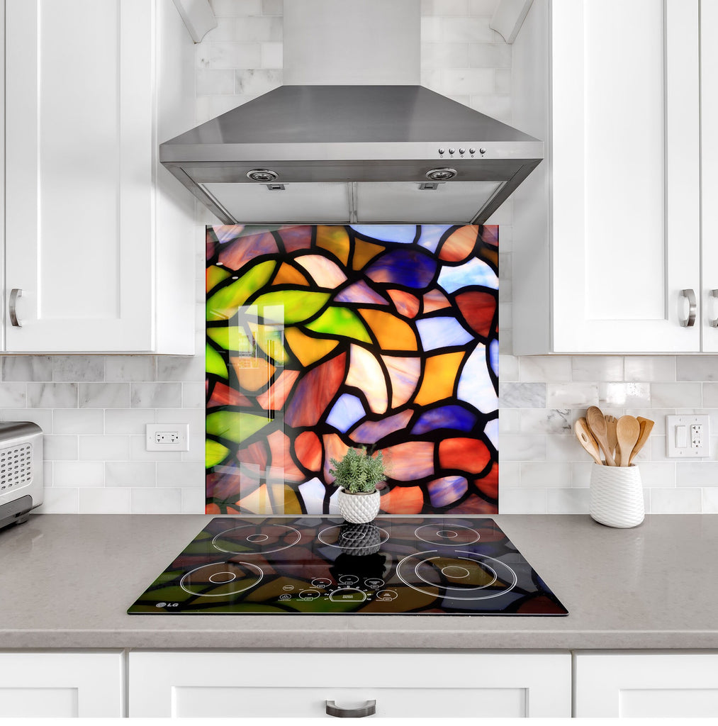 Vibrant Mosaic Stained - Glass Kitchen Backsplash-BacksplashArtworks