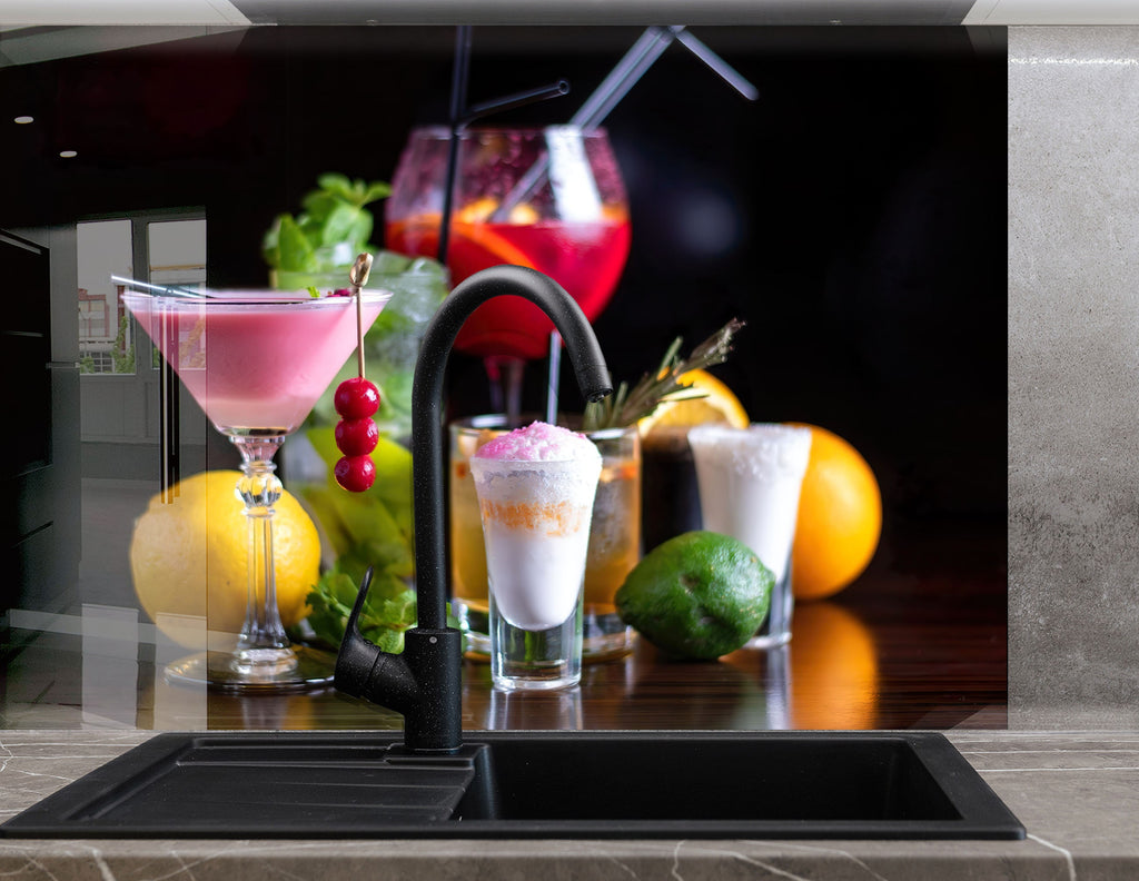 Elegant Cocktail & Mixed Drinks - Glass Kitchen Backsplash-BacksplashArtworks