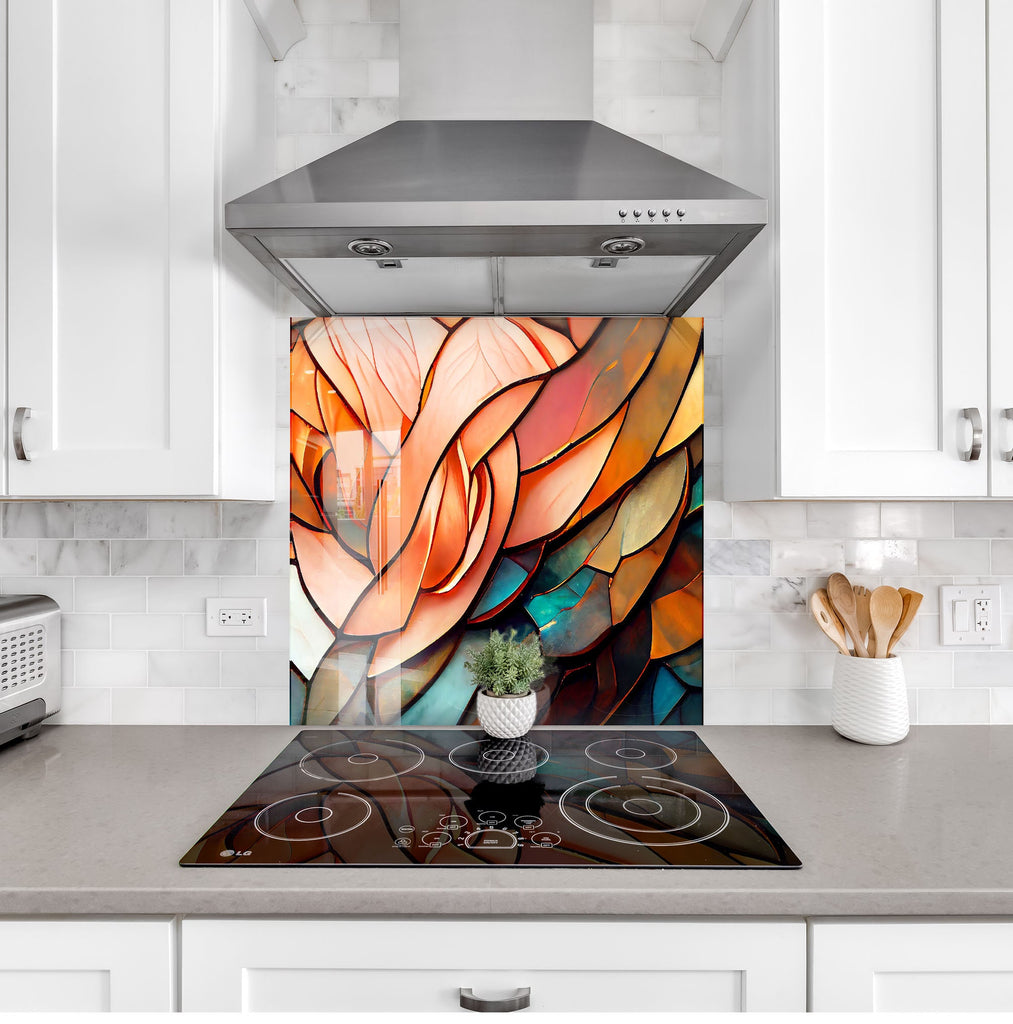 Blush Petal Stained - Glass Kitchen Backsplash-BacksplashArtworks