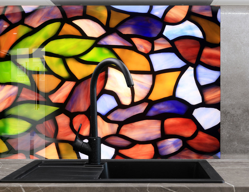 Vibrant Mosaic Stained - Glass Kitchen Backsplash-BacksplashArtworks