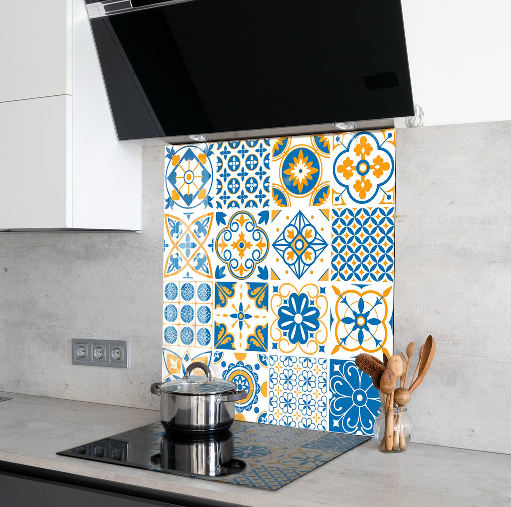 Vibrant Moroccan Tile Mosaic Glass Kitchen Backsplash - Colorful Geometric Design-BacksplashArtworks