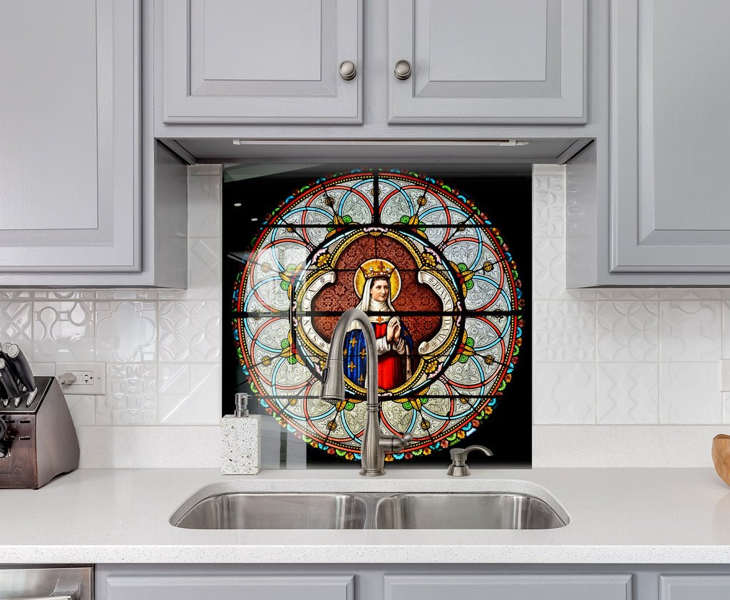 Sacred Elegance Stained - Glass Kitchen Backsplash-BacksplashArtworks