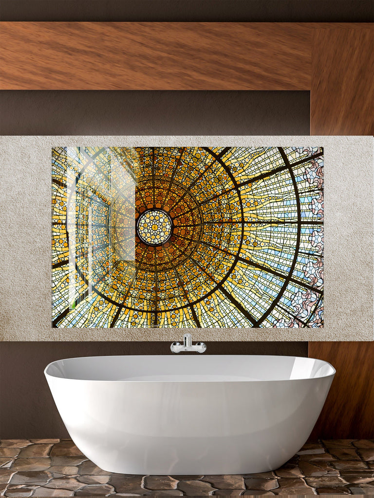 Golden Dome Stained - Glass Kitchen Backsplash-BacksplashArtworks