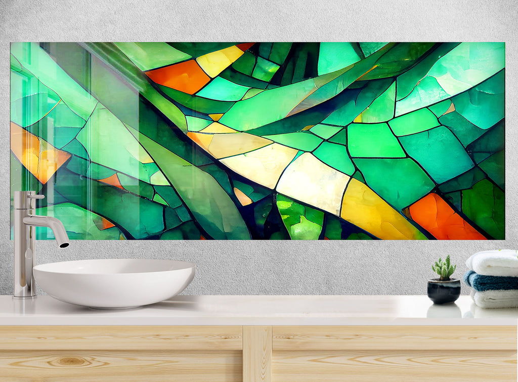 Emerald Forest Stained - Glass Kitchen Backsplash-BacksplashArtworks