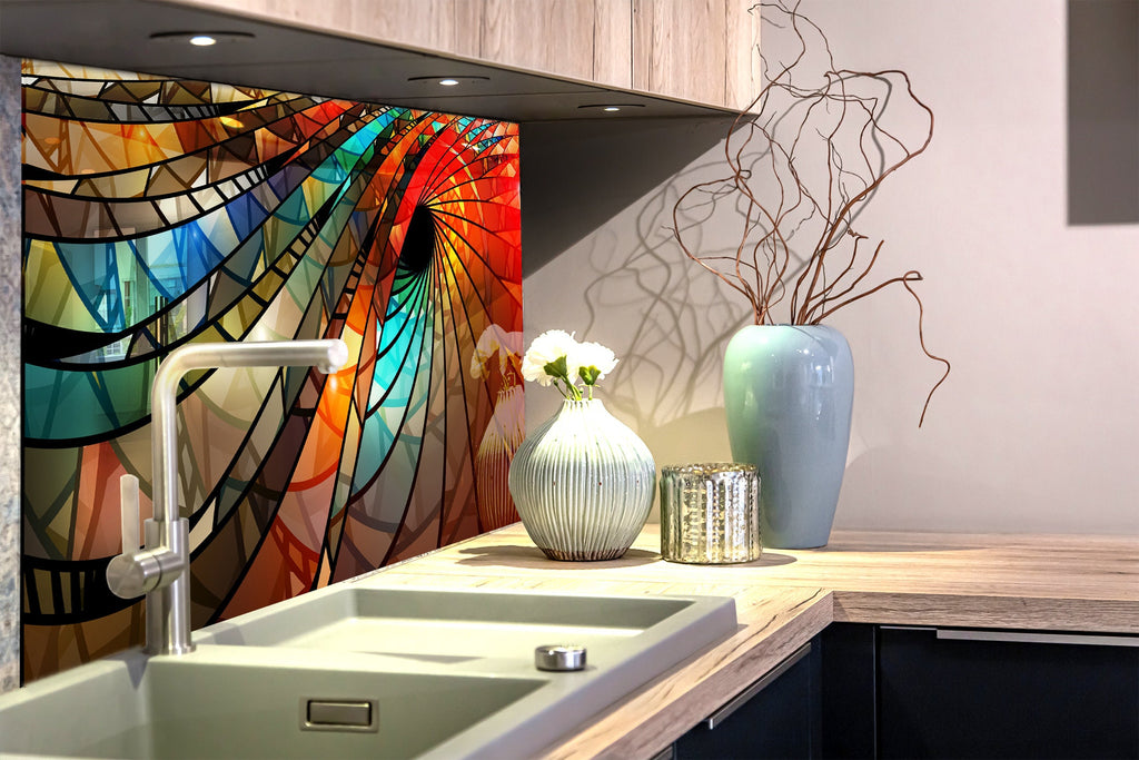 Hypnotic Swirl - Glass Kitchen Backsplash-BacksplashArtworks