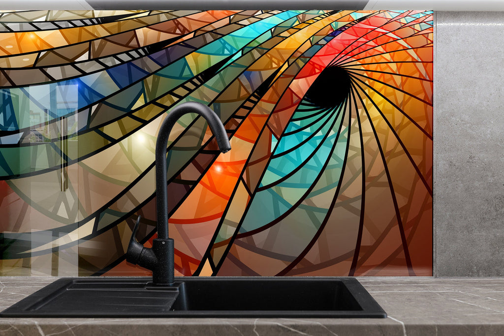 Hypnotic Swirl - Glass Kitchen Backsplash-BacksplashArtworks