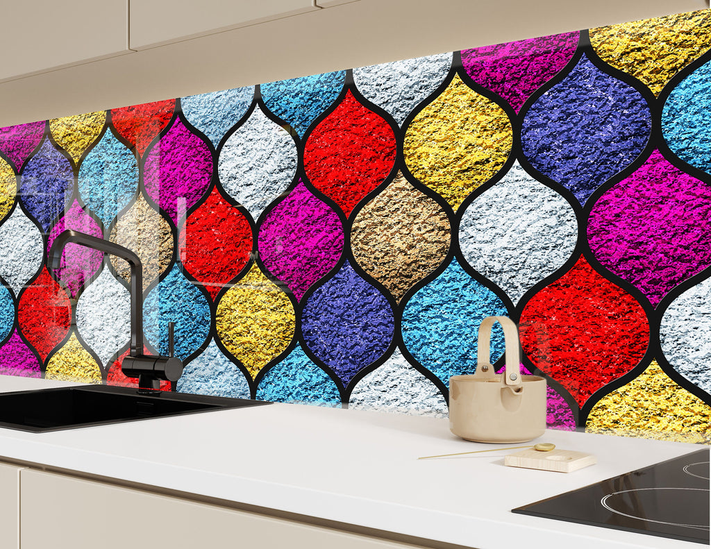 Moroccan Mosaic Stained - Glass Kitchen Backsplash-BacksplashArtworks