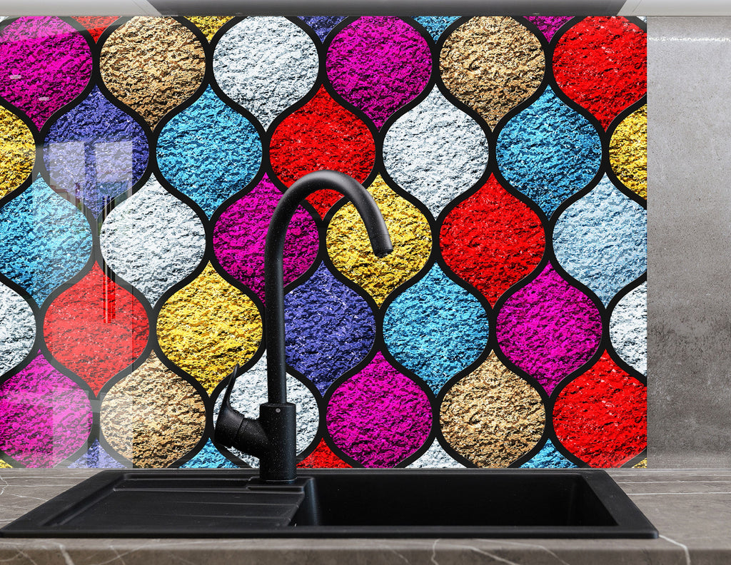 Moroccan Mosaic Stained - Glass Kitchen Backsplash-BacksplashArtworks