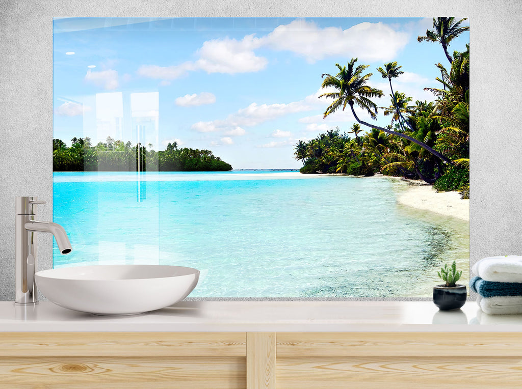 Tropical Beach Paradise Kitchen Backsplash - Stunning Tempered Glass Wall Art-BacksplashArtworks