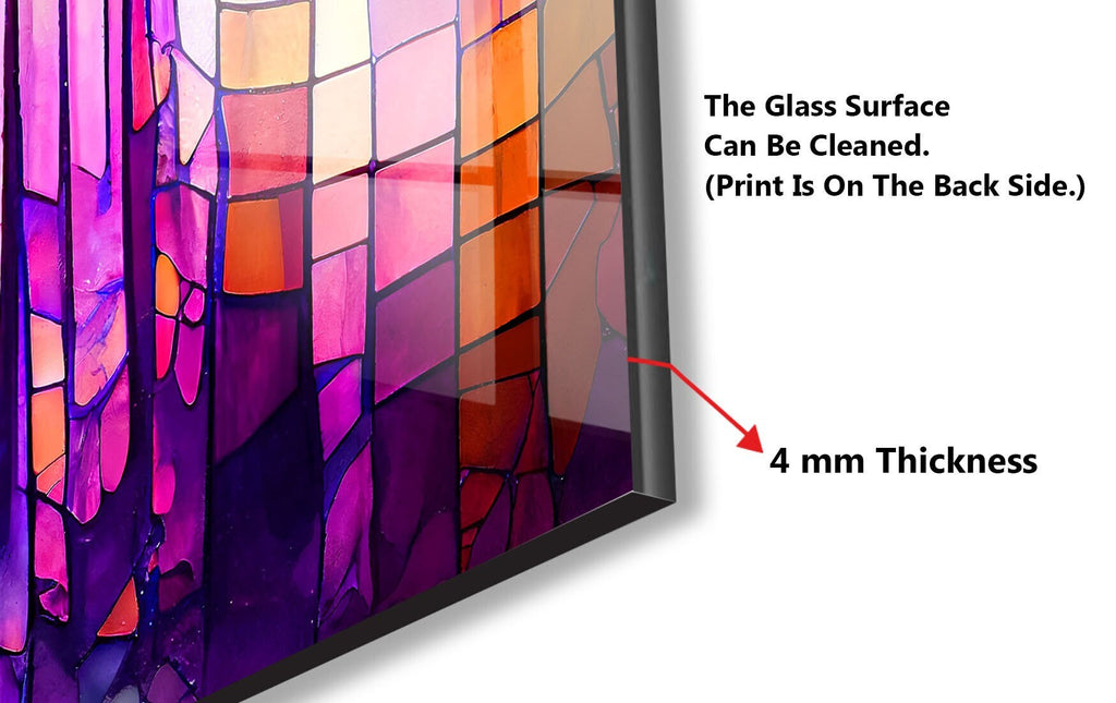 Amethyst Glow Stained - Glass Kitchen Backsplash-BacksplashArtworks